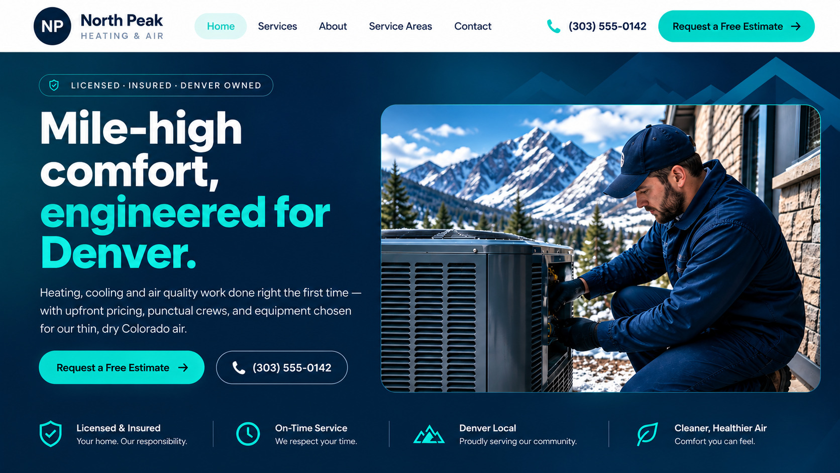 Website preview for North Peak Heating & Air